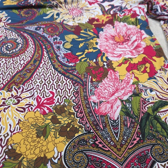 Premise Studio Womens Top Blouse XL Paisley Floral Print Bell Sleeve Cowl Neck - Picture 2 of 8